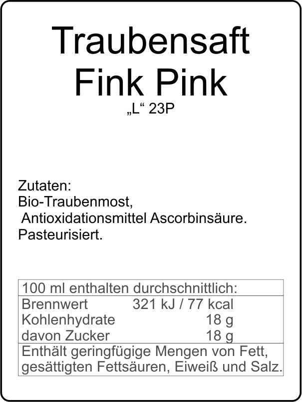 Traubensaft Fink Pink alkoholfrei bio & vegan*